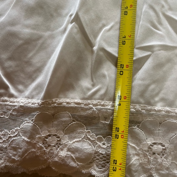 VTG 60s Lace Nylon Boudoir Coquette Festival Grunge Half Slip Sati Skirt M - Picture 7 of 7